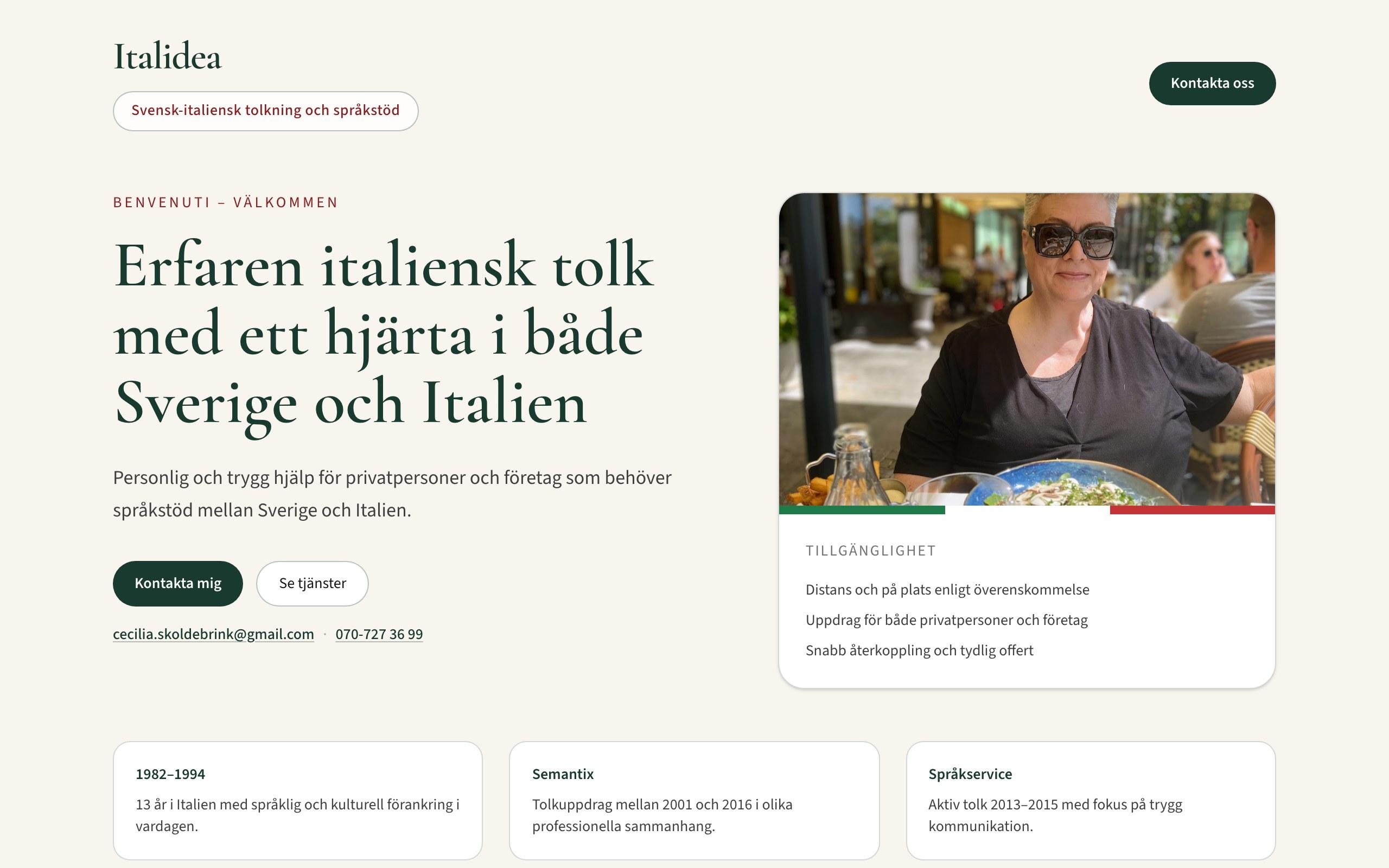 Italidea – webb för språktolkning och stöd på italienska