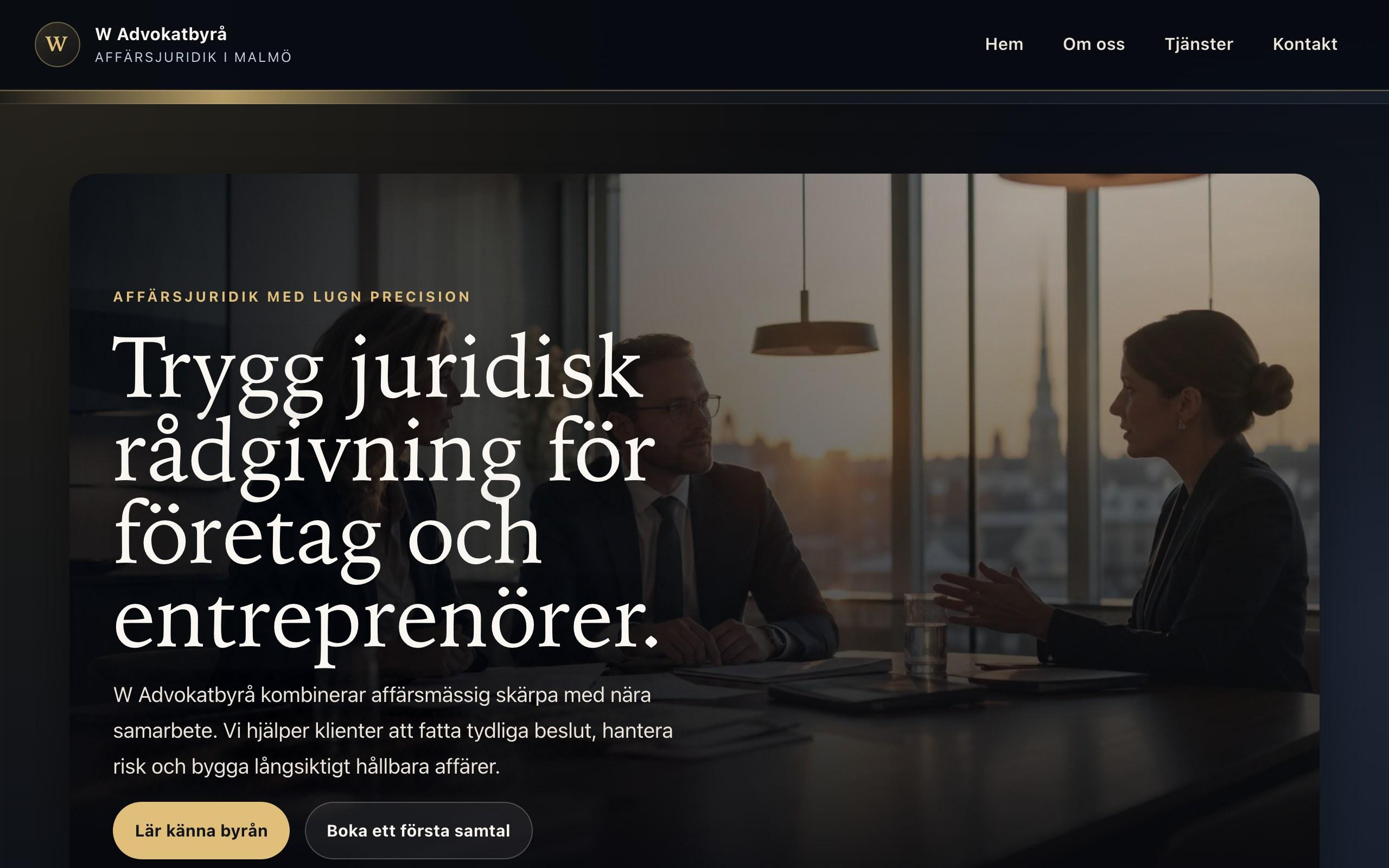 W Advokatbyrå – förtroendeingivande företagswebb